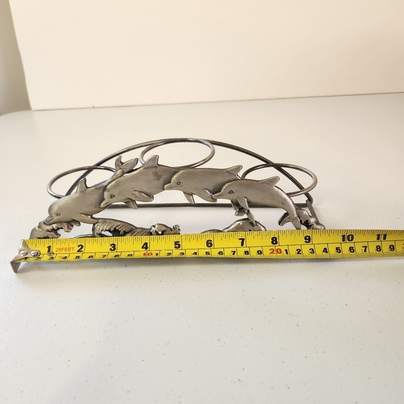 Vintage 90s Pewter Dolphin Candle Holder Votive 3 Tea Light Dolphins Ocean - Picture 6 of 6